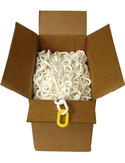 100\u0027 Box of White 2\" Link, Standard Plastic Chain