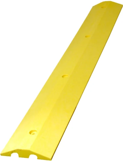12\u0027 Yellow \u0027Economy\u0027 Recycled Plastic Speed Bump w/18\" Galvanized Steel Spikes