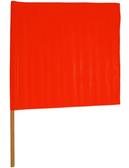 24\" Orange Vinyl Warning Flag with 36\" Wooden Dowel Handle