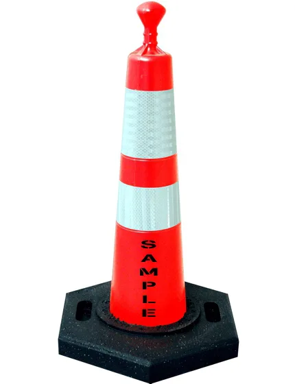 28\" Grabber Cone with 16 Lb. Base, 4\" \u0026 6\" Reflective Collars \u0026 Custom Stencil