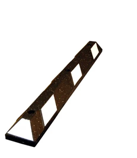 4\u0027 Recycled Rubber Parking Block w/White Reflective Tape \u0026 12\" Spikes for Asphalt or Gravel