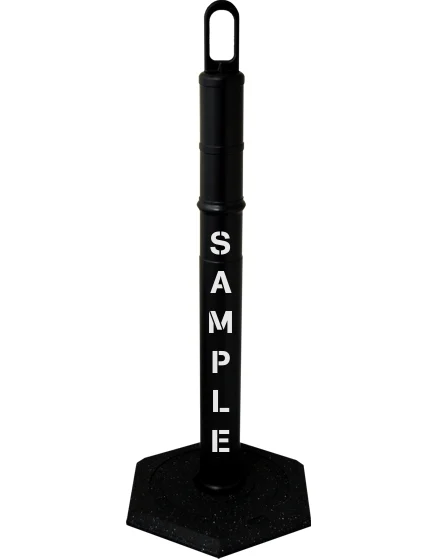 42\" BLACK Looper Tube with 18 Lb. Base with Custom Stencil