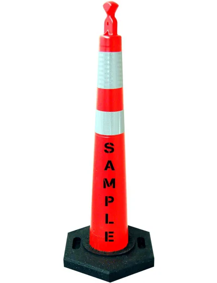 42\" Grabber Cone with 6\" \u0026 4\" Reflective Collar, 16 Lb. Recycled Rubber Base \u0026 Custom Stencil