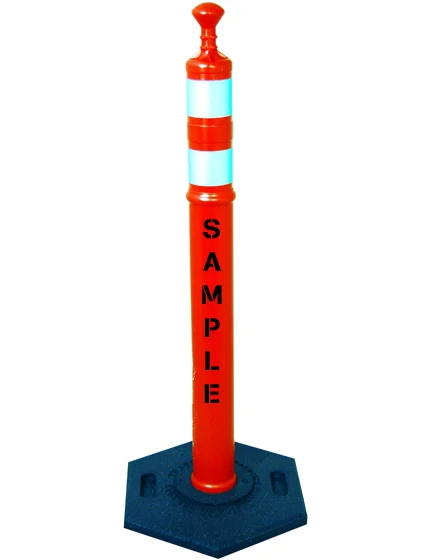 42\" ORANGE Grabber Tube with Two (2) 3\" Reflective Collars, 18 Lb. Base and Custom Stencil