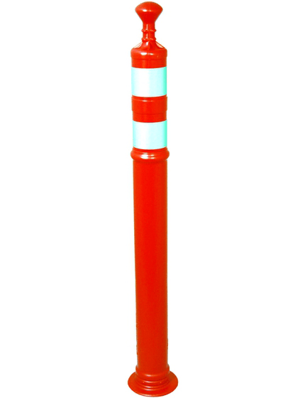 42\" ORANGE Grabber Tube with two (2) 3\" Reflective Collars and 12 Lb. Rubber Base