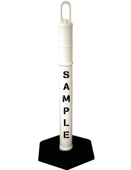 42\" WHITE Looper Tube with 12 Lb. Base with Custom Stencil
