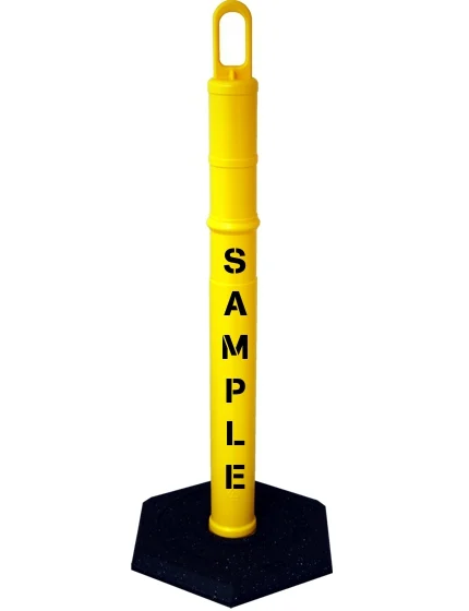 42\" YELLOW Looper Tube with 18 Lb. Base with Custom Stencil