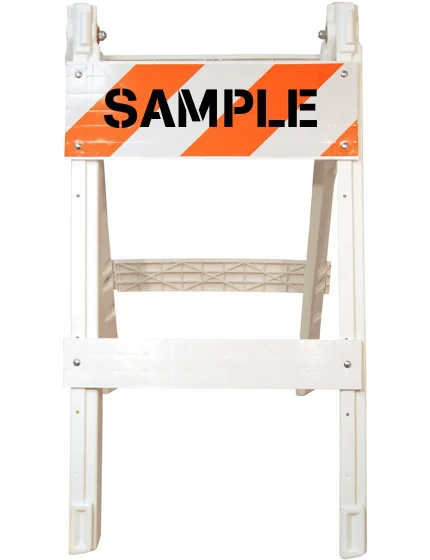 45\" H x 24\" W  Folding Plastic Type I Barricade w/EG Reflective Sheeting \u0026 Custom Stencil One Side