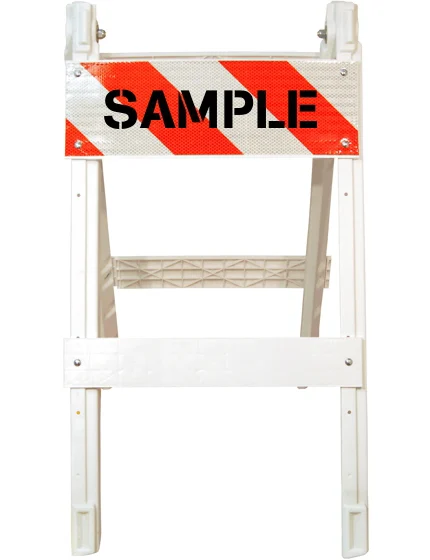45\" H x 24\" W  Folding Plastic Type I Barricade w/HI Reflective Sheeting \u0026 Custom Stencil