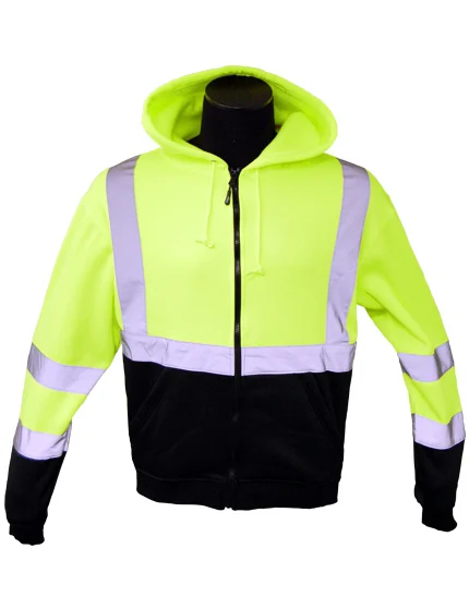 Class 3, Lime, Hooded Full Zipper Sweatshirt, 2XL