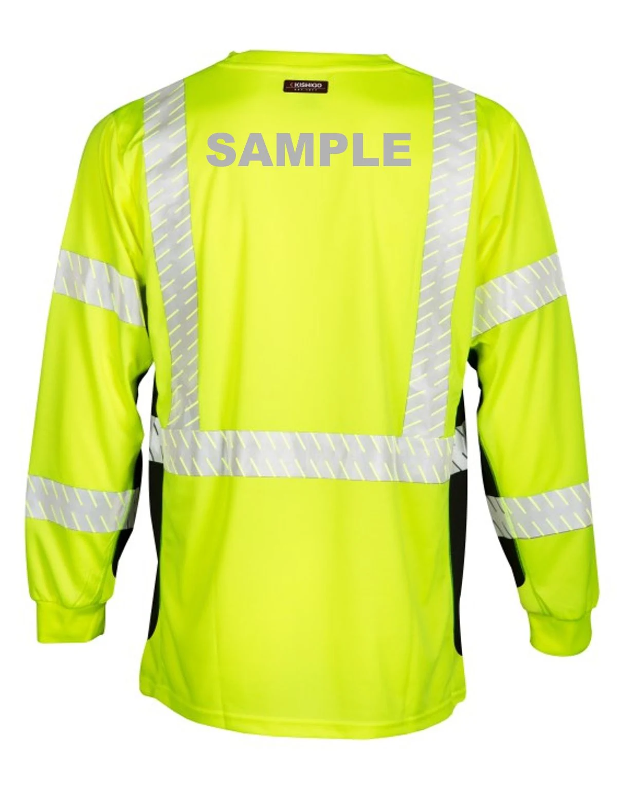 kishigo premium black series long sleeve class 3 t shirt lime  custom reflective text large