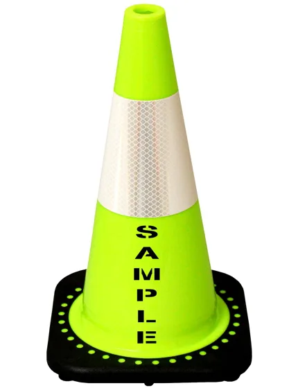 Lime 18\" Black Base Cone, 6\" Reflective Collar \u0026 Custom Stencil