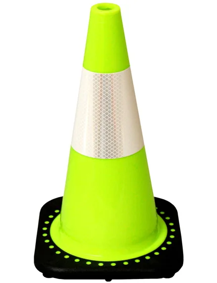 Lime 18\" Black Base Cone with 6\" Reflective Collar