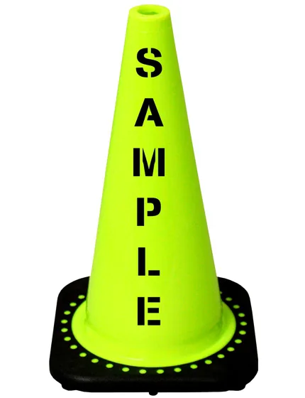 Lime 18\" Black Base Cone with Custom Stencil