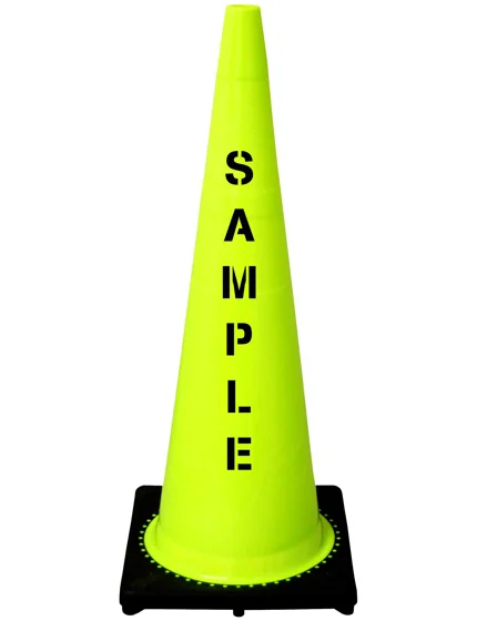Lime 36\" 10 Lb. Black Base Cone with Custom Stencil