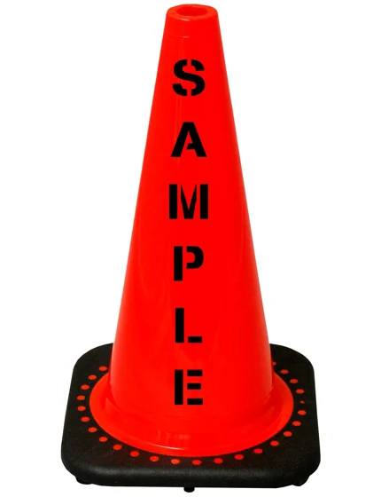 Orange 18\" Black Base Cone with Custom Stencil
