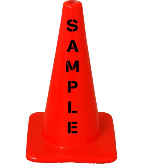 Orange 18\" Flow Molded Traffic Cone w/Custom Stencil