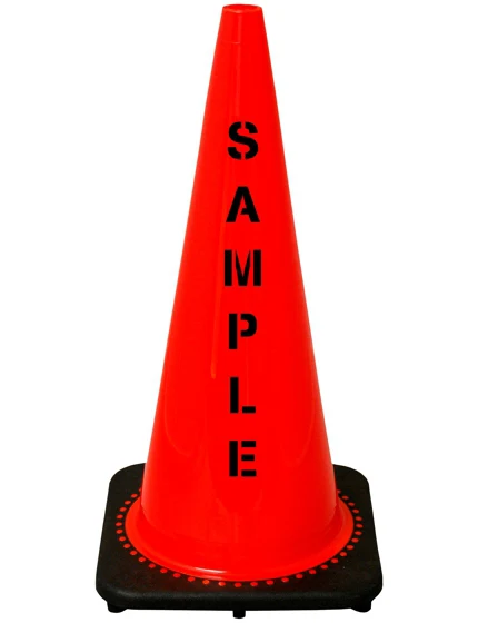 Orange 28\" 7.0 Lb. Black Base Cone with Custom Stencil