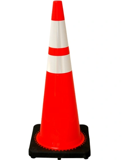 Orange 36\" 12.0 Lb. Black Base Cone with 6\" \u0026 4\" Reflective Collars