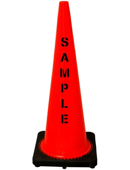 Orange 36\" 12.0 Lb. Black Base Cone with Custom Stencil