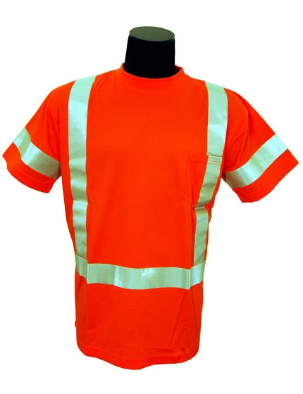 ORANGE, High Visibility, Microfiber Polyester Class 3 T-Shirt, Large