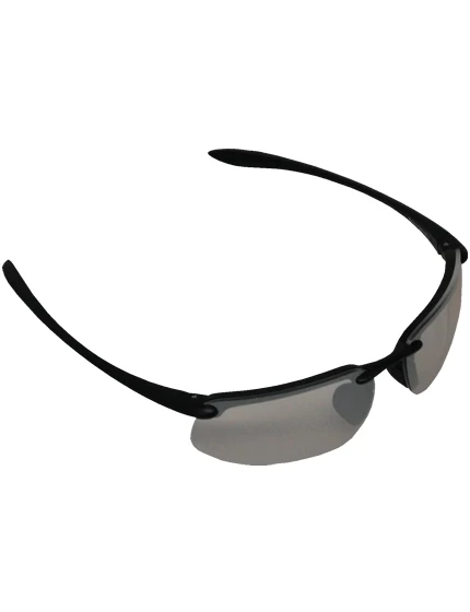 Z87+ Safety Sunglasses (rectangular lens, matte-black frame, IO silver mirror anti-fog lens)