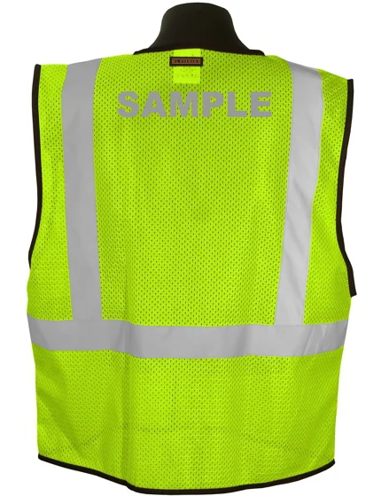 economy class 2 mesh ground crew vest lime traditional stripes custom reflective text 2xl to 3xl