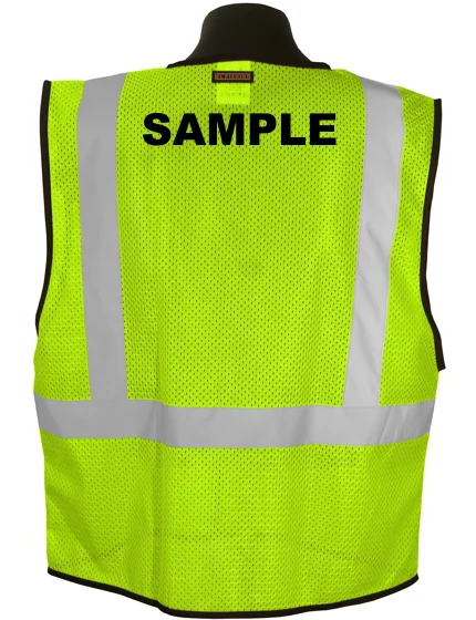 economy class 2 mesh ground crew vest lime traditional stripes large to x large custom black text