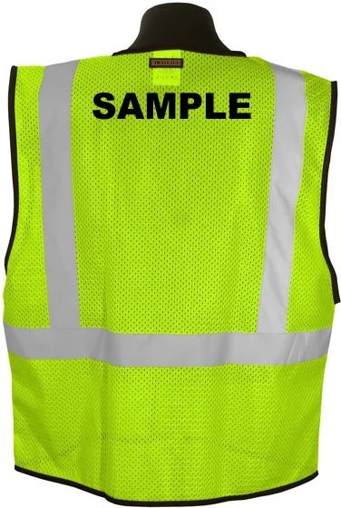 economy class 2 mesh ground crew vest lime traditional stripes custom black text