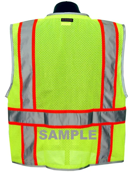 Premium BRILLIANT, Ultra-Cool Lime Mesh, Class 2 Vest, 5XL w/Reflective Custom Lettering