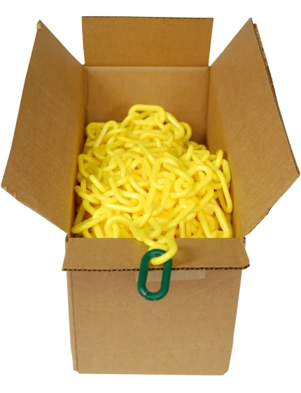 100\u0027 Box of Yellow 2\" Link, Standard Plastic Chain
