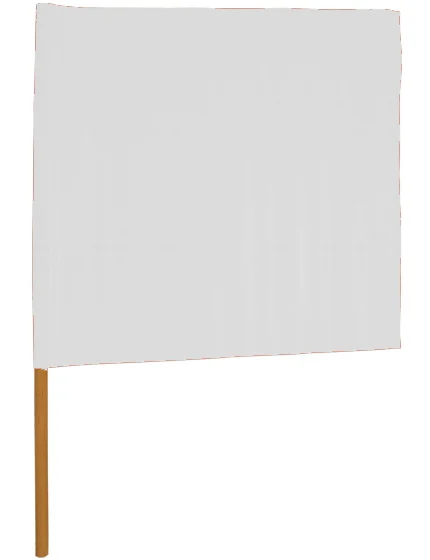 20\" x 20\" White Airport Marshaling Flag with 30\" Wooden Handle
