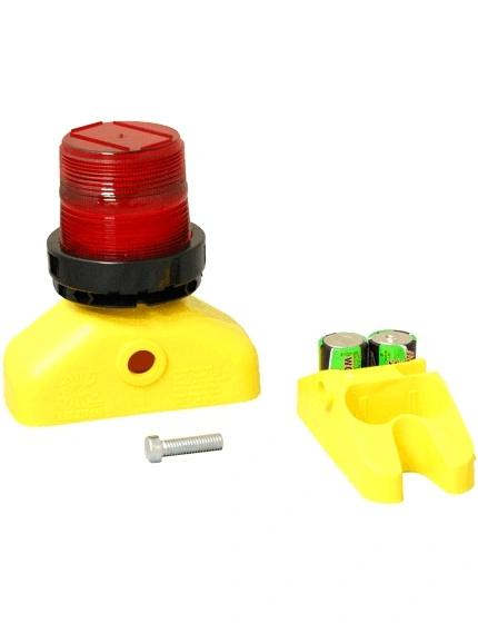 3 Volt Red LED Airport Barricade Flasher with Two (2) D-Cell Batteries