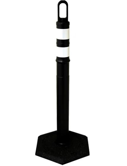 42\" BLACK Looper Tube with two (2) 3\" Reflective Collars and 18 Lb. Base