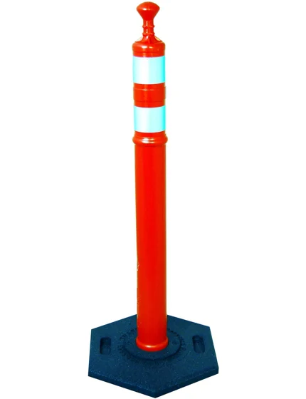 42\" ORANGE Grabber Tube with two (2) 3\" Reflective Collars and 18 Lb. Base