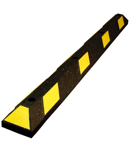 6\u0027 Recycled Rubber Parking Block w/Yellow Reflective Tape \u0026 12\" Spikes for Asphalt or Gravel
