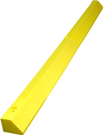 6\u0027 Yellow, Economy Solid Recycled Plastic Parking Block w/12\" Galvanized Steel Spikes
