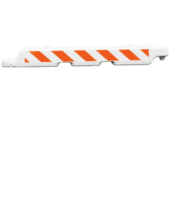 Lo-Pro Airport Barricade, 10\"W x 10\"H x 96\"L, White, Diamond Grade (DG) Orange \u0026 White Reflective Sheeting