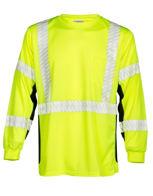 kishigo premium black series long sleeve class 3 t shirt lime large