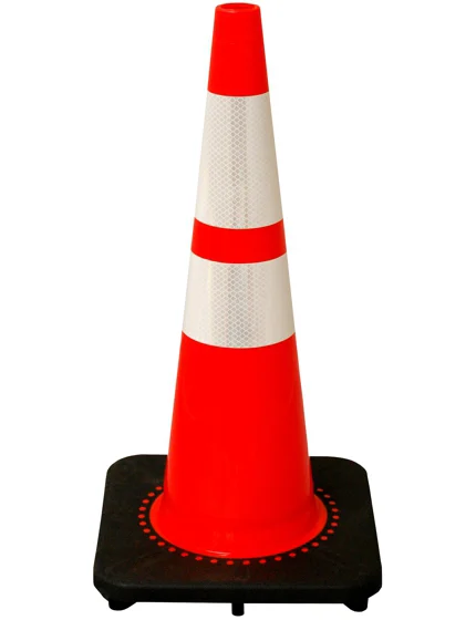 \u0027Slim Line\u0027 Orange 28\" 7.0 Lb. Black Base Cone with 6\" \u0026 4\" Reflective Collars