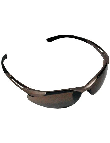 Z87+ Safety Sunglasses (light, wrap around lens, champagne frame, HD brown mirror anti-fog lens)