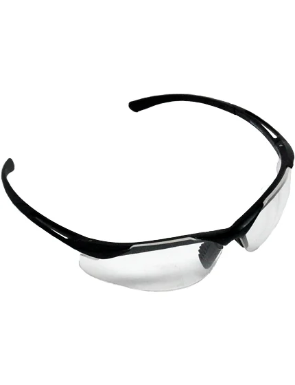 Z87+ Safety Sunglasses (light, wrap around lens, matte-black frame, clear anti-fog lens)