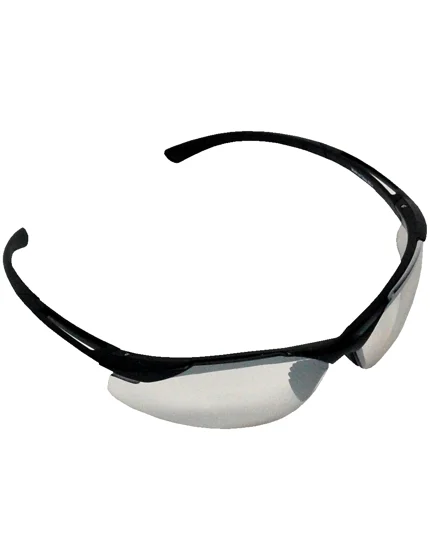 Z87+ Safety Sunglasses (light, wrap around lens, matte-black frame, IO silver anti-fog lens)