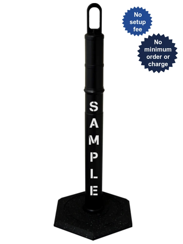 42\" BLACK Looper Tube with 12 Lb. Base with Custom Stencil