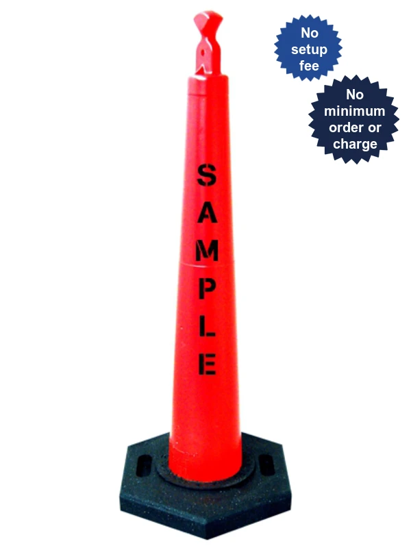 42\" Grabber Cone with 16 Lb. Recycled Rubber Base with Custom Stencil
