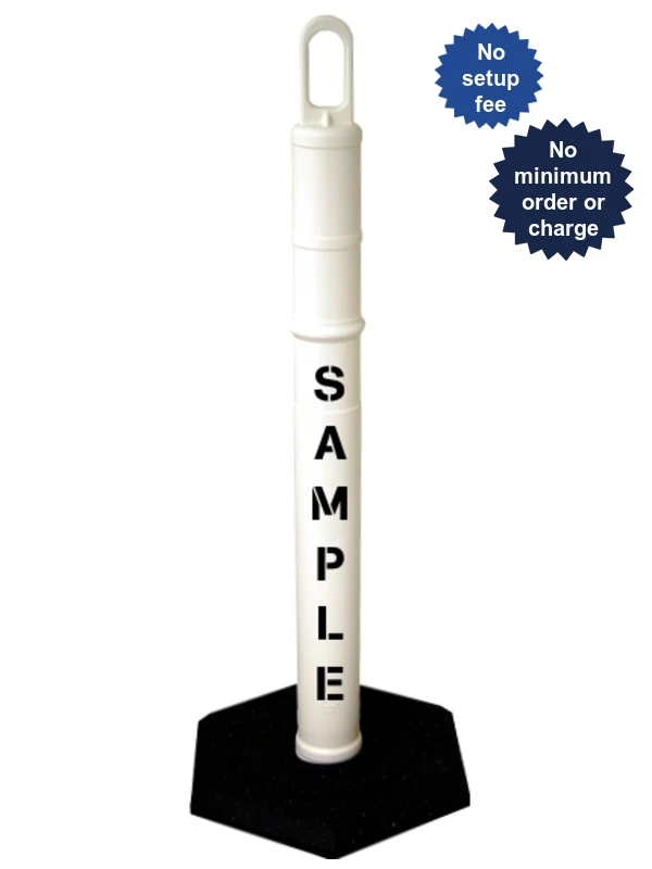 42\" WHITE Looper Tube with 12 Lb. Base with Custom Stencil