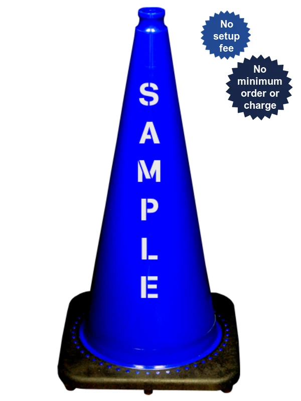 Blue 28\" 7.0 Lb. Black Base Cone with Custom Stencil