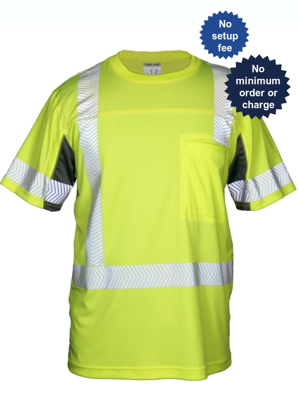 kishigo premium black cool touch class 3 t shirt  custom reflective text large