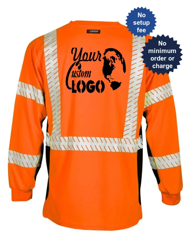 kishigo premium black series long sleeve class 3 t shirt orange  custom vest logo