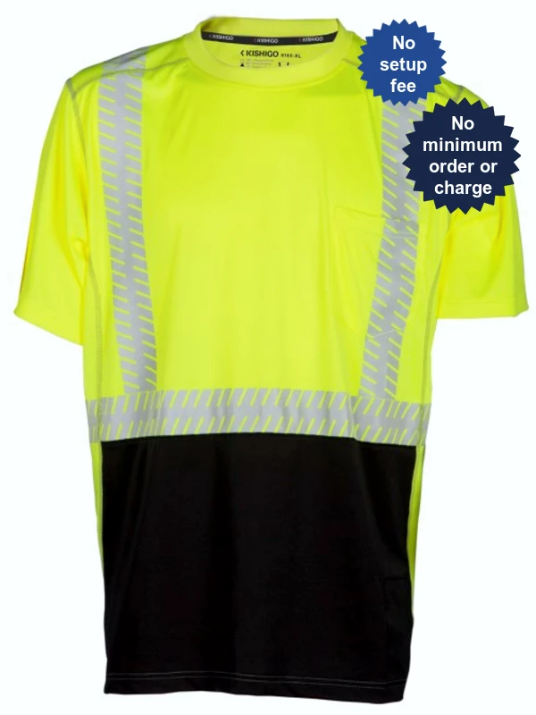 kishigo premium brilliant series high performance class 2 t shirt  custom reflective text 5xl